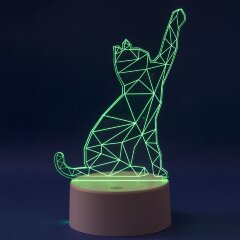 ULI-M501 RGB-3AAA CATTY-WHITE Светильник декоративный с эффектом 3D Кошка, на батарейках 3AAA не в-к, 1 светодиод, RGB свет, USB кабель в-к, TM Uniel