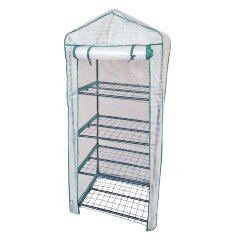 UGH-R20 H160 GREEN-WHITE Парник-стеллаж для рассады, 4 полки, 70x50x160см, Металлическая труба в ПВХ, цвет зеленый, Тент из армированного полиэтилена 135г-м2, цвет сетки белый, TM ФитоЛето