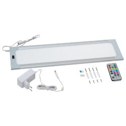 ULI-F42-7.5W-RGB-RC-DIM SENSOR IP20 SILVER Панель линейная светодиодная ультратонкая, с бесконтактным выключателем, диммер, пульт ду, 460х120х11мм, 260Lm, Серебристый, ТМ Uniel
