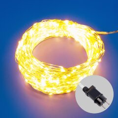 ULD-S5000-500-DTA-RC WARM WHITE IP44 DEW Гирлянда светодиодная Роса, 50м, 500 светодиодов, Теплый белый свет, Пульт ДУ в-к, Провод прозрачный, ТМ Uniel