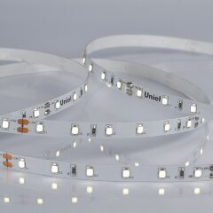 ULS-2835-60LED-m-8mm-IP20-DC24V-6W-m-5M-DW Гибкая светодиодная лента на самоклеящейся основе, Катушка 5 м, в герметичной упаковке, Дневной белый свет 6500K, ТМ Uniel.
