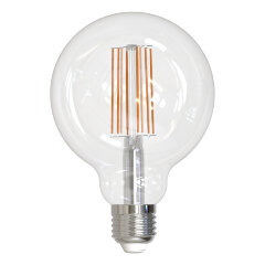 LED-G95-15W-3000K-E27-CL PLS02WH Лампа светодиодная, Форма шар, прозрачная, Серия Sky, Теплый белый свет 3000K.