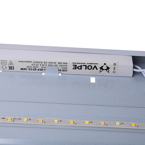 ULP-Q116 6060-36W-4000K+6500K WHITE Светильник светодиодный потолочный универсальный, Белый свет4000K-Холодный свет5000К-Дневной свет6500K, Рассеиватель матовый, Встроенный и-п, Корпус белый, ТМ Volpe - фото 9