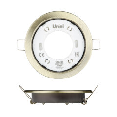 GX53-H2 ANTIQUE BRASS 10 PROM Светильник ультратонкий встраиваемый, В составе набора из 10шт, Корпус античная бронза, Картон.