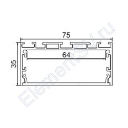 Алюминиевый профиль CX-A048-R1 322 (2500х75х35мм с рассеивателем)