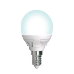 LED-G45 7W-4000K-E14-FR-DIM PLP01WH Лампа светодиодная, диммируемая, Форма шар, матовая, Серия Яркая, Белый свет 4000K.