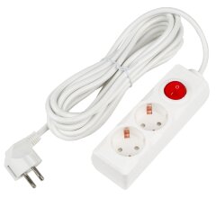 S-GCU2-5B WHITE Удлинитель серии Ultra, шнур 5м., 2 гнезда, 16A, с-з, Белый, TM Uniel