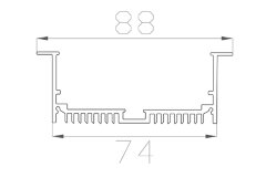 Алюминиевый профиль LC-LPV-3288 172 (2000х88/74х32мм с рассеивателем)